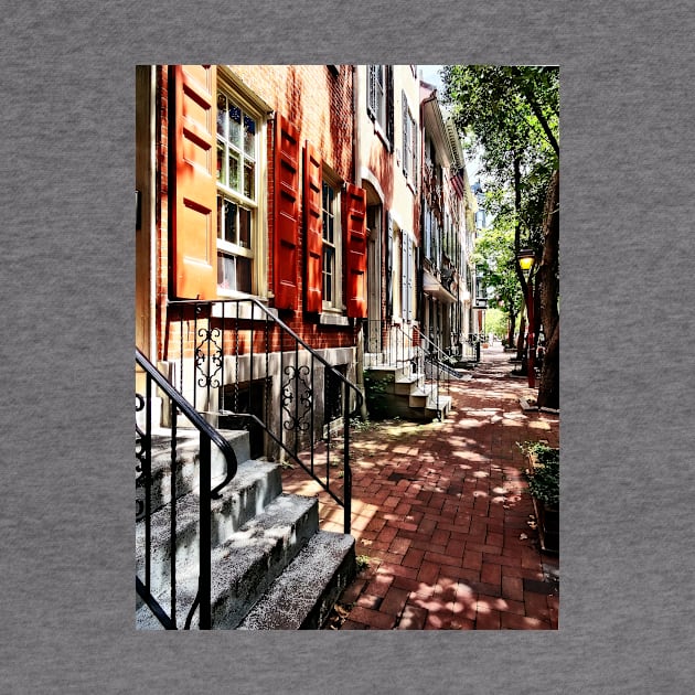 Philadelphia PA Street With Orange Shutters by SusanSavad